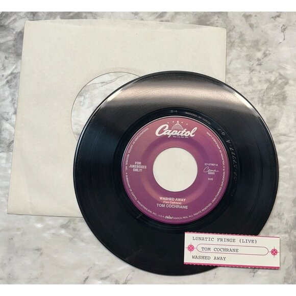 Tom Cochrane Washed Away / Lunatic Fringe (Live) 45 Rock Capitol Jukebox 57987 - Picture 3 of 6